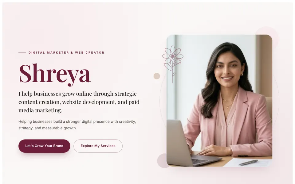 Portfolio + Chatbot, Shreya-এর বানানো সাইট